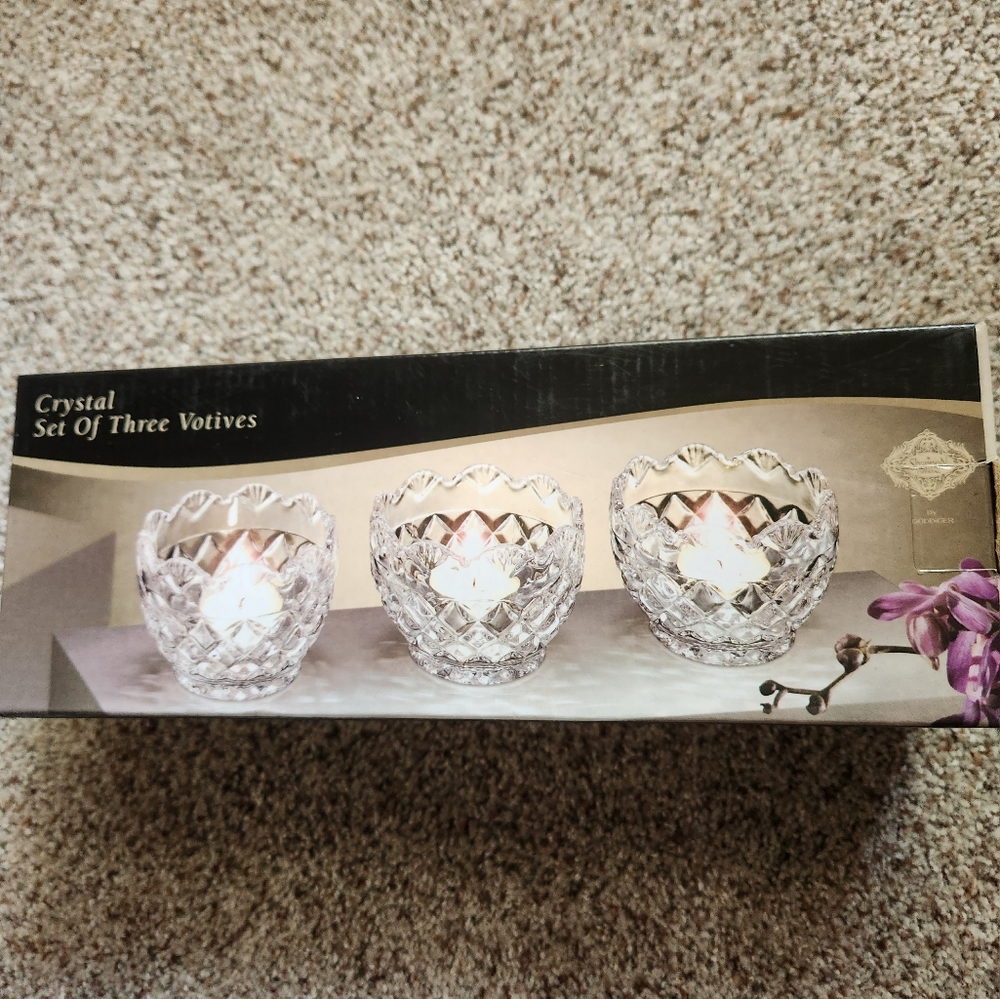 NEW Godinger Crystal Set of 3 Votives